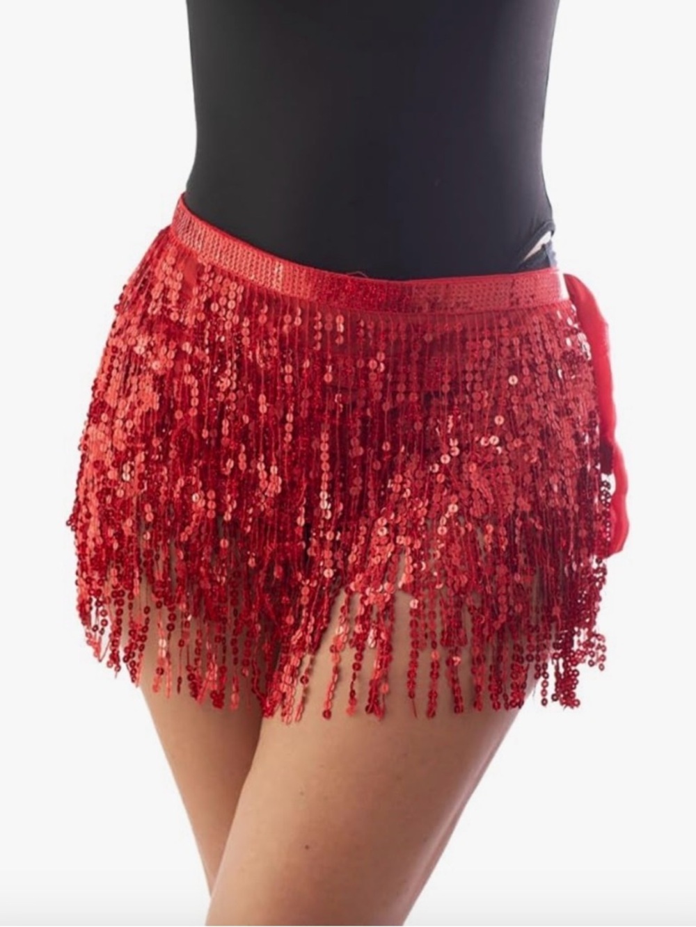 Adult's Red Sequin Tassel Wrap Skirt Costume Accessory one size fits
Most